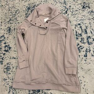 Soft Surroundings Grey Vintage Wash Long Sleeve Snap Shawl Collar Tunic Medium